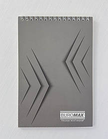 Блокнот А5 Monochrome М'яка обкл. сіра На спіралі 48 аркушів У клітинку ВМ2474-09 Buromax