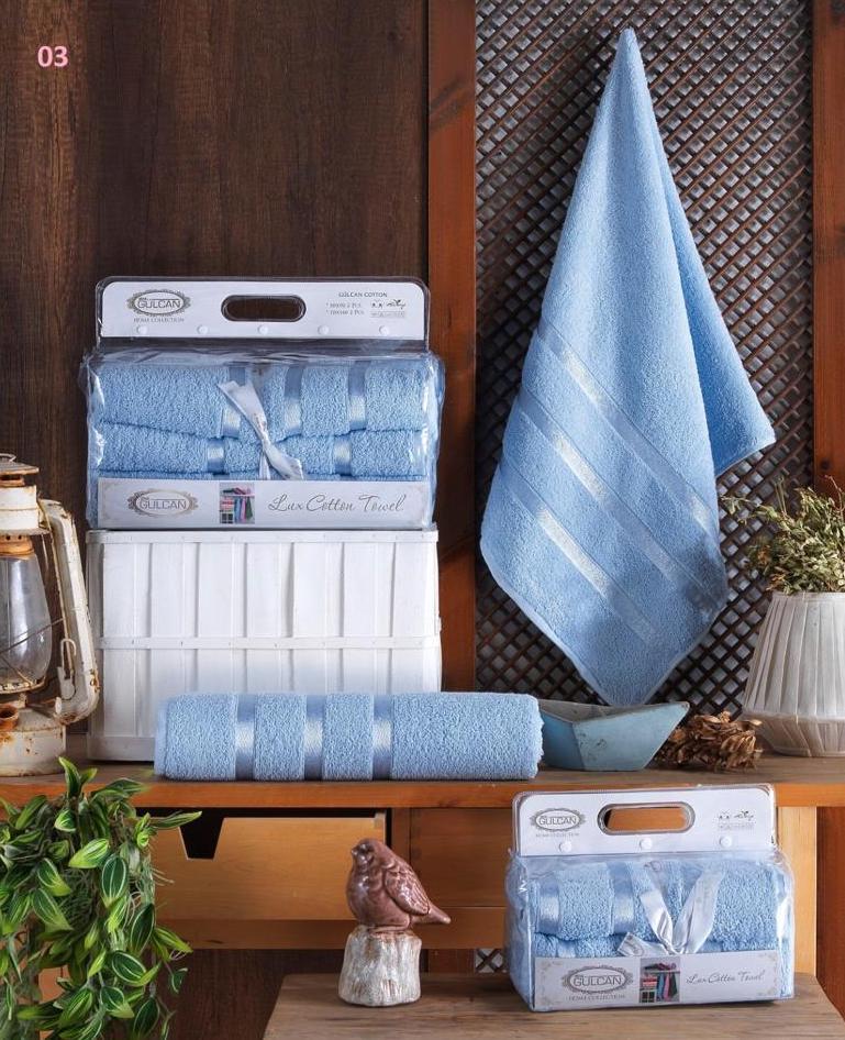 Набір рушників Туреччина Gulcan Lux Cotton Sky Blue 90х50см (2 шт) + 140х70см (2 шт)