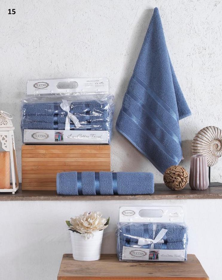 Набір рушників Туреччина Gulcan Lux Cotton Mavi 90х50см (2 шт) + 140х70см (2 шт)