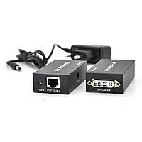 Активний подовжувач DVI 60m по кручений парі через RJ-45, Black, BOX от DOM-Energy