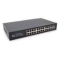 POE комутатор Merlion 24 POE 10/100 + 2 RJ45 10/100/1000+ вбудований блок живлення 52V 5.8A от DOM-Energy