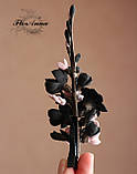 "Стильний вечір" авторська шпилька для волосся з квітами з полімерної глини. Прикраси на випускний, фото 2