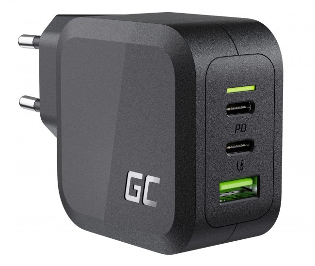 Green Cell GaN 65W 2x USB-C 1xUSB-A, фото 1