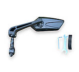 Дзеркало на велосипед самокат мотоцикл мопед заднього виду (ліве) з кріпленням на кермо, фото 2