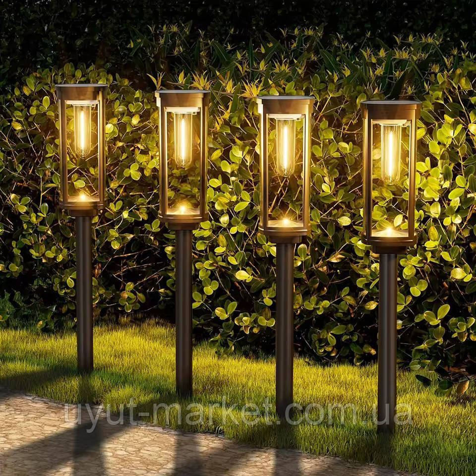 Садовий газонний світильник на сонячній батареї "Будиночок прозорий №2" з вольфрамовою ниткою 6шт/упак, фото 1