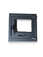 Двері чавунні топкові камінні "Замкові" зі склом 400х400 мм