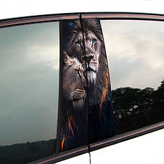 Вінілова наклейка на двері авто " Лев та Львиця" 25*48см 2шт