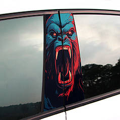 Вінілова наклейка на двері авто " Агресивна мавпа" 25*48см 2шт