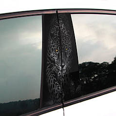 Вінілова наклейка на двері авто " Рись чорна" 25*48см 2шт