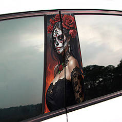 Вінілова наклейка на двері авто " Муерта з трояндами" 25*48см 2шт