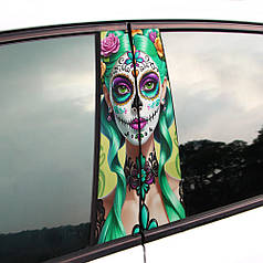 Вінілова наклейка на двері авто " Кольорова Муерта" 25*48см 2шт