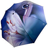 Жіноча парасолька-автомат у подарунковій упаковці на 9 спиць із квітковим принтом від Frei Regen синя ручка 09086-2, фото 3