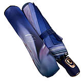 Жіноча парасолька напівавтомат на 9 спиць із квітковим принтом від Frei Regen синя ручка 09085-2, фото 2