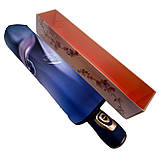 Жіноча парасолька-автомат у подарунковій упаковці на 9 спиць із квітковим принтом від Frei Regen синя ручка 09086-2, фото 5