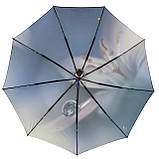 Жіноча парасолька-автомат у подарунковій упаковці на 9 спиць із квітковим принтом від Frei Regen синя ручка 09086-2, фото 6