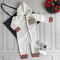 Дитячий білий теплий на флісі ромпер Берберрі для новонароджених