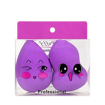 Набір спонжиком для нанесення макіяжу 2 штуки Puffy фігурний і крапля в коробці 4860