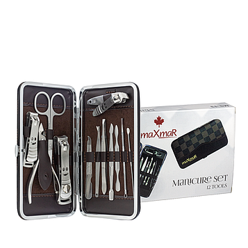Манікюрний набір maXmaR з 12 інструментів у футлярі МЅ-13