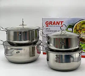 Набір каструль 8 предметів із високоміцної неіржавкої сталі GR3558 LTG
