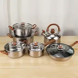 Набір кухонного посуду з неіржавкої сталі на 12 предметів для всіх плит GRANT GR 7525 BAN