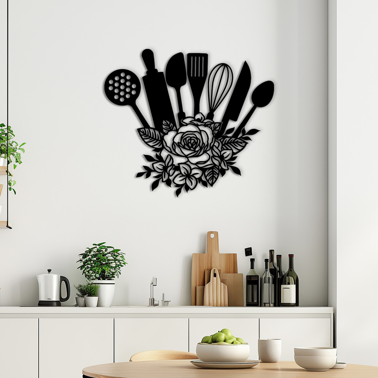 Дерев'яна картина на стіну декор в кімнату Набір столовх приборів 20x23 см Woodyard (16013--20x23), фото 1