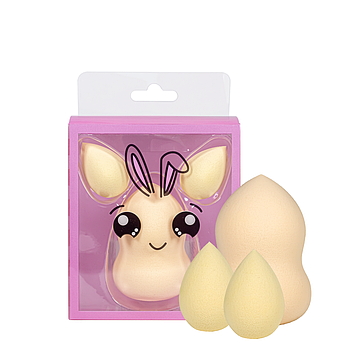 Набір спонжів для макіяжу 3 в 1 у футлярі "Олень" та "Заєць"