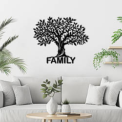 Картина лофт настінний декор для дому Сімейне дерево Family Tree 20x23 см Woodyard (16110--20x23)