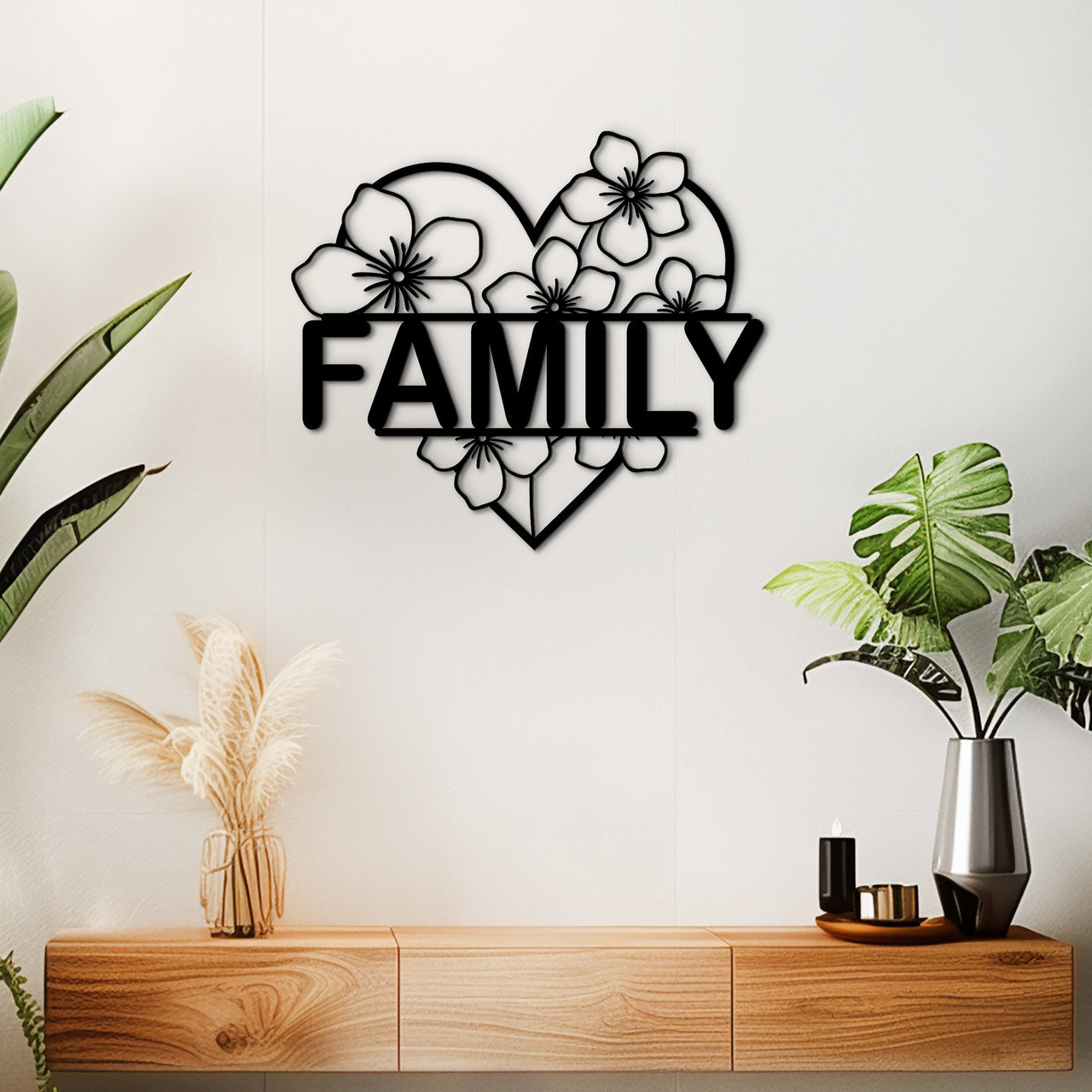 Сучасна картина на стіну декор в кімнату Серце Family стиль лофт 20x23 см Woodyard (16113--20x23), фото 1