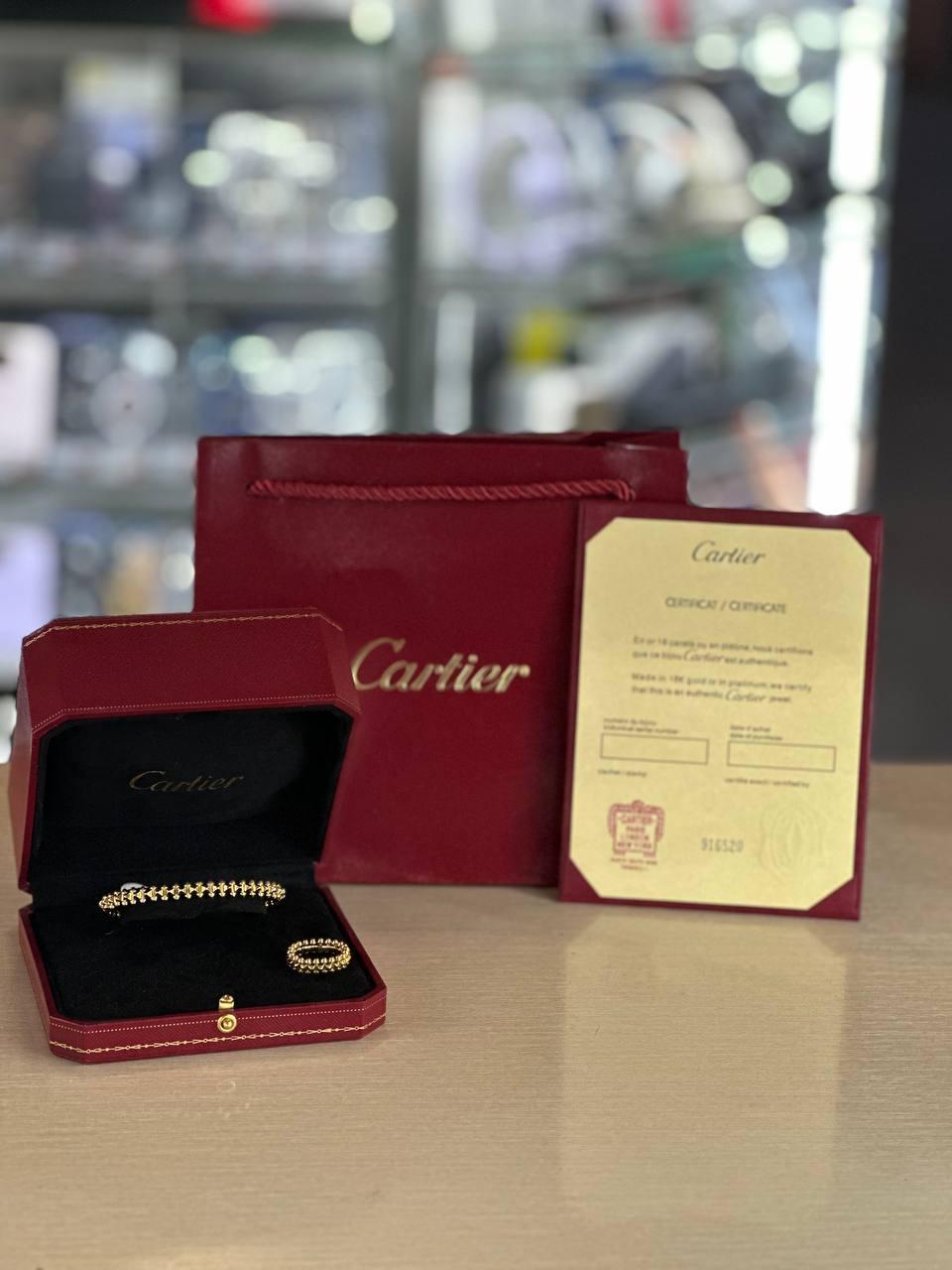 Кільце Cartier зубчики та браслет Картьє зубчики / Картьє набір лимонне золото
