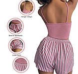 Жіноча рожева піжамка, сексуальна бавовняна піжама високі шорти та майка топ на бретельках S/M, фото 2