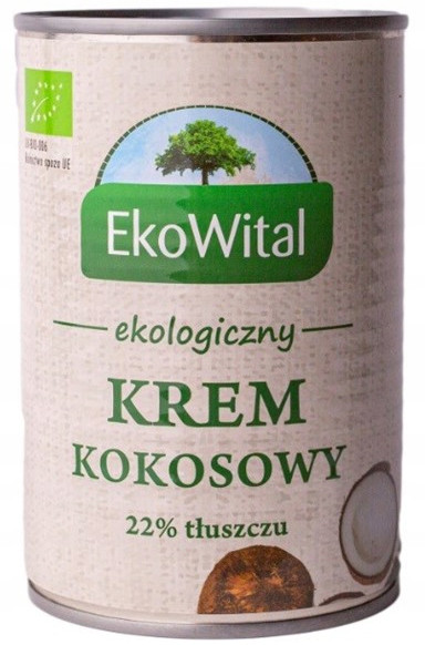 Вершки EkoWital Кокосові 22% жирності (кокосове молоко) BIO 400 мл, фото 1