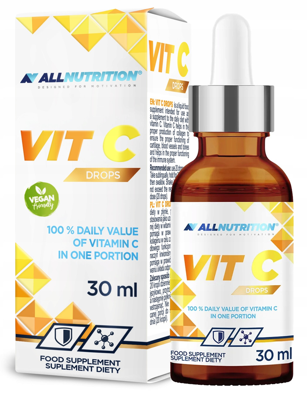Allnutrition VIT C DROPS ВІТАМІН С в краплях ІМУНІТЕТ ВТОМА, фото 1