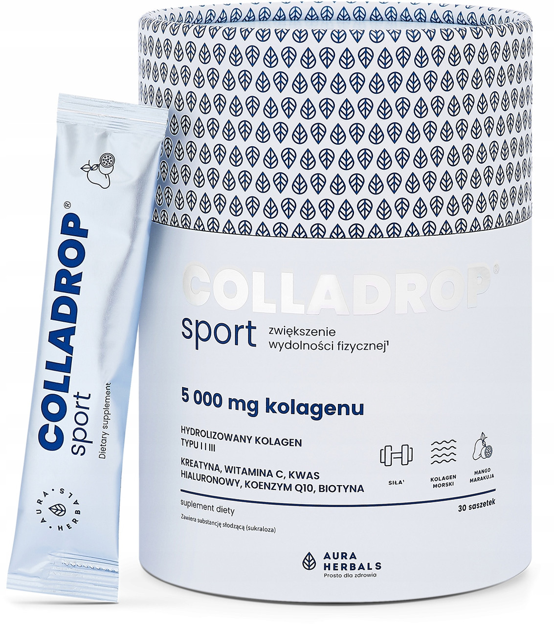 Aura Herbals COLLADROP СПОРТ МОРСЬКИЙ КОЛАГЕН Креатин М'ЯЗИ МАНГО СИЛА, фото 1