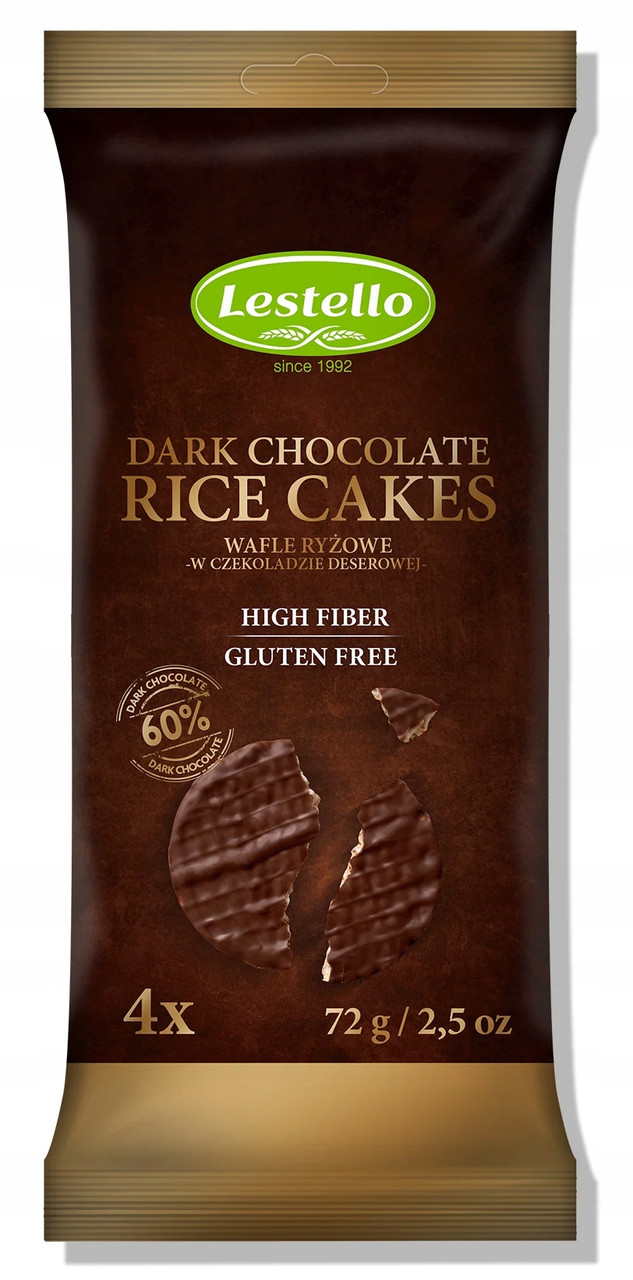 РИСОВІ ВАФЛІ LESTELLO З ДЕСЕРТНИМ ШОКОЛАДОМ, БЕЗ ГЛЮТЕНУ, фото 1