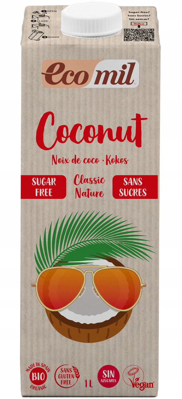 Ecomil КОКОСОВИЙ НАПІЙ БІО Класичний БІО БЕЗ ГЛЮТЕНУ 1л, фото 1
