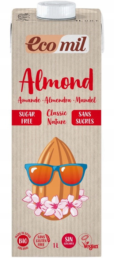 Ecomil МИГДАЛЬНИЙ НАПІЙ БІО Класичний БЕЗ ЦУКРУ 1л, фото 1