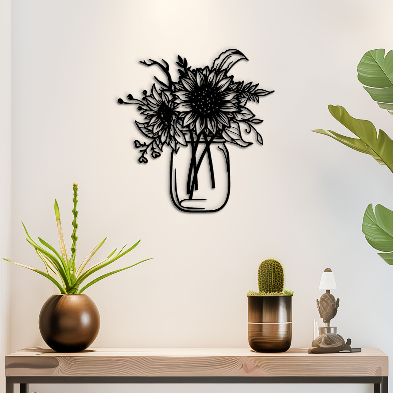 Картина лофт настінний декор для дому Соняшники у вазі 20x23 см Woodyard (16149--20x23), фото 1