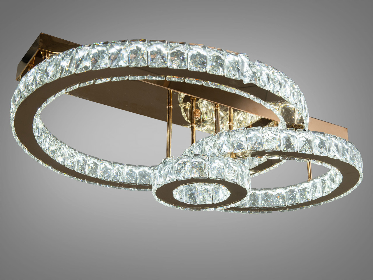 Стельова кришталева світлодіодна люстра 7708-3D/G, фото 1