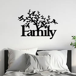 Настінний декор для дому картина лофт Дерево Family декоративне панно 30x23 см Woodyard (16200--30x23)