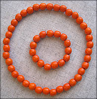 Набір бусі з дерева + браслет морквяні