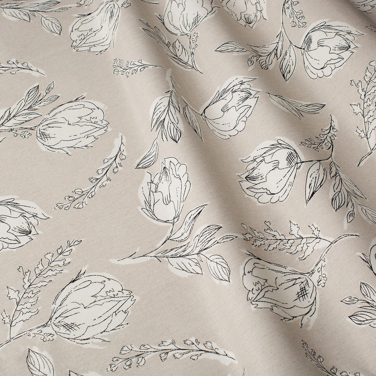 Білі квіти на бежевому фоні 3-88550v31, фото 1