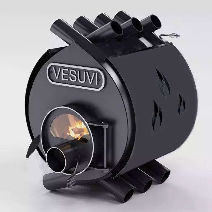 Піч булер'ян до 200 м³ тип 01 VESUVI 11 кВт (560 х 810 х 810 мм) класичний зі склом і захисним кожухом, фото 1