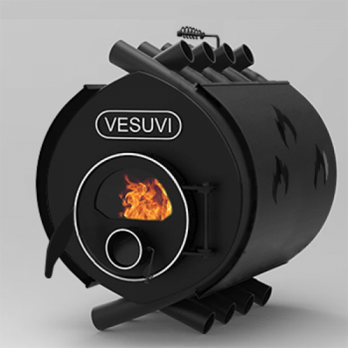 Піч булер'ян до 400 м³ тип 02 VESUVI 18 кВт (600 х 960 х 860 мм) класичний зі склом і захисним кожухом, фото 1