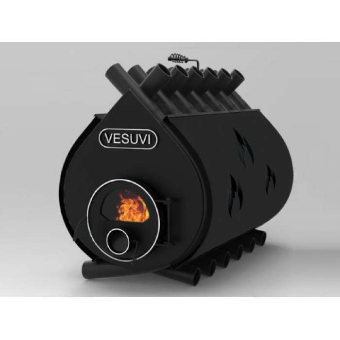 Пічка булер'ян до 1000 м³ тип 04 VESUVI 18 кВт (725 х 1350 х 960 мм) класичний зі склом і захисним кожухом, фото 1