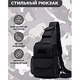 Чоловіча тактична сумка, велика укріплена сумка-слінг через чорне плече, фото 10