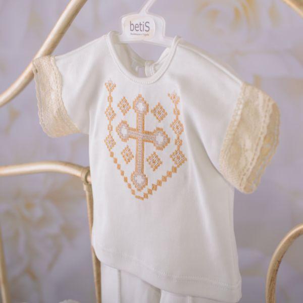 Костюм для хрещення "Янгол" хлопчик інтерлок зріст 74 см (6 – 9 місяців) Betis Молочний, фото 1