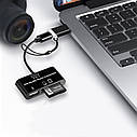 Багатофункціональний адаптер хаб кардрідер 3в1 Type-C Android USB 2.0 Black, фото 4