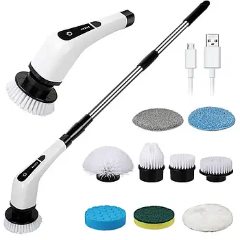 Акумуляторна щітка для прибирання 9в1, зі змінними насадками та USB, Cleaning Brush/Бездротова електрощітка Лучшая цена