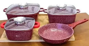 Набір посуду Bellmax Cookware Set BM-132 RED RTS Лучшая цена