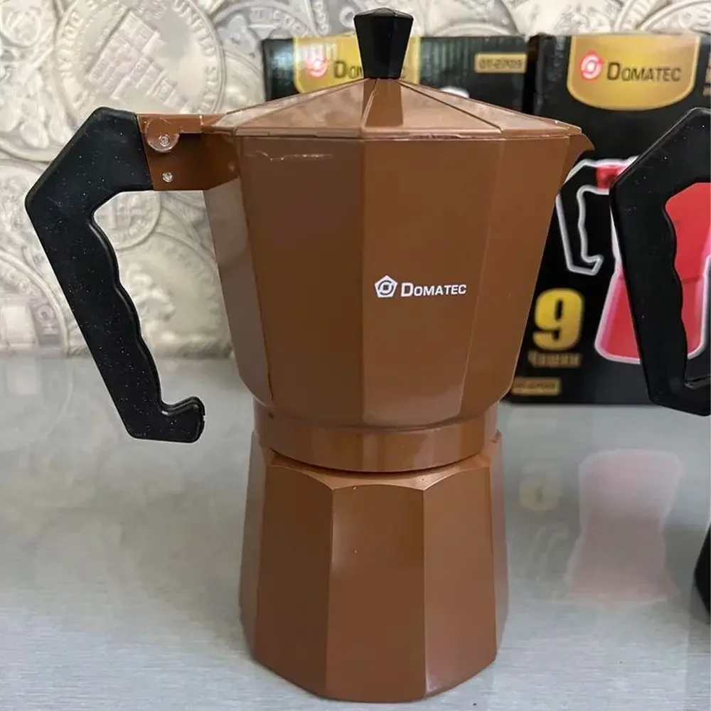 Кавоварка гейзерна на 9 чашок, для газової плити, DT-2709 / Кавоварка з ручкою для плити YU227